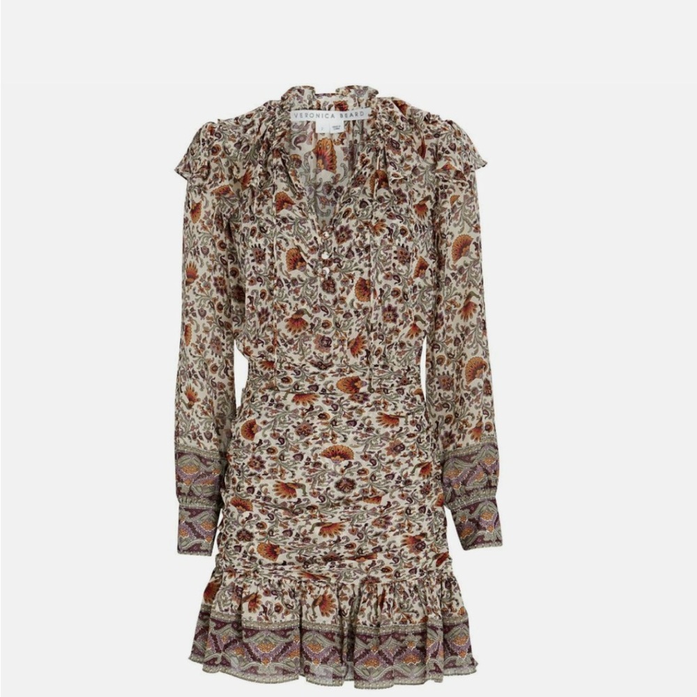 Veronica Beard Multicolor Floral Ruffle Dress